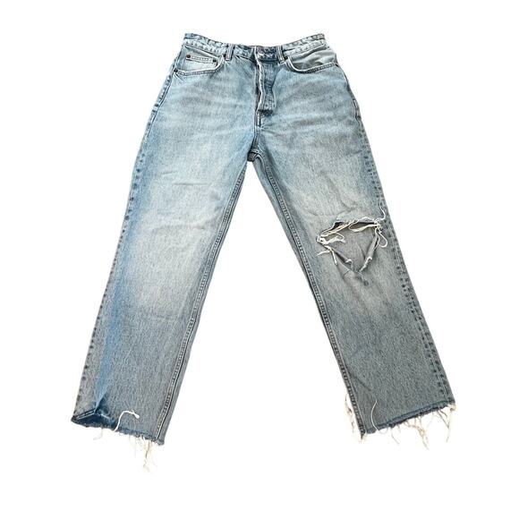 Zara High Rise Distressed Jeans‎ – Button Fly – Women’s Size 6 - Picture 1 of 4